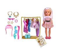 Nancy - Looks Dresser, Glamorous Doll Wardrobe, 8 Clothes and 8 Accessories, Toy Shoes, Personalized Sticker Set, boys and girls From 3 years old, Famosa (NAC48000)