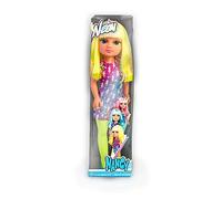 Nancy - Neon Yellow, doll with striking neon Yellow hair, with fringes and straight hair to comb and make different modern looks, matching stockings and make-up, +3 years old, Famosa (NAC23200)