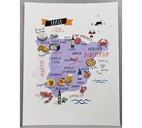 Nancy Nikko Spanish Food Map, Food Regions of Spain, 8 1/2 x 11