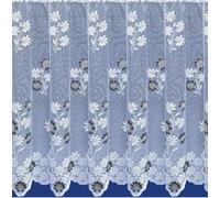 Nancy's Linens GREY & WHITE PRIMROSE NET CURTAIN - SCALLOPED BASE - SOLD BY THE METER (Drop: 45" (114cm))