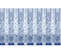 Nancy's Linens White Floral Window Lace Net Curtain With Scalloped Bottom - New York - Sold By The Meter Drop: 72" (183cm)