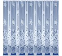 Nancy's Linens White Floral Window Lace Net Curtain With Scalloped Bottom - New York - Sold By The Meter Drop: 60" (153cm)