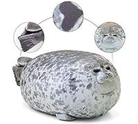NANDEYIBI Plush Seal Pillow, Soft Cute Round Chubby Blob Throw Seal Plush Pillow, Stuffed Cotton Ocean Animal Toy Gift for Bed Sofa (Grey Seals, Small(11.8in))