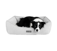 NANDOG Reversible Dog Bed for Large Dogs - Micro Plush Signature Collection | Luxury Soft Pet Bed, Premium Pet Gear, Reversible Design, Plush Comfort, Modern Style - Light Grey, 34" L x 22" W