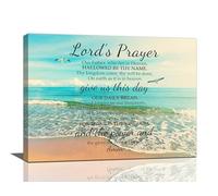 nanen Our Father Prayer Wall Art The Lord's Prayer Pictures Wall Decor Christian Canvas Prints Scripture Decorations Painting Artwork Office Home Decor For Bedroom Prayer Room Office Church 16"x12"