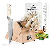 NANFANG BROTHERS 10-Piece Kitchen Knife Set - Damascus VG10 Steel Kitchen Block with Carving Shears & Wooden Block, Luxury Gift Box for Professionals