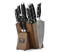 NANFANG BROTHERS 9 Pieces Kitchen Knife Set with Block, Damascus Professional Steel Chef's Knife Set with Sharpener and Scissors