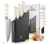 NANFANG BROTHERS Damascus Chef's Knife Block Set - 6-Piece VG10 Stainless Steel Kitchen Knife Set with ABS Ergonomic Handles, Sharp Carving & Slicing Knives for Meat, Vegetables & Prep,Luxury Gift Box