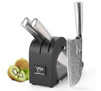 NANFANG BROTHERS Damascus Kitchen Knife Set with Hammered Handles and Wood Block-Black, Damascus Kitchen Knife Set VG10 Steel 67 Layers Superior