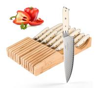 NANFANG BROTHERS Knife Set, 14 Piece Damascus Kitchen Knife Set with Block, VG10 Steel Core with HRC 60 ± 2 Hardness with Cooking Shears