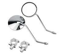 NANGAEBPPW A Pair Chrome Universal Motorbike Rear View Mirror 8mm Round Oval Convex Mirrors Motorcycle Scooter Mirrors(For 25mm handlebar)