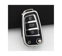 NANGAEBPPW For A1 A3 8P 8L A4 A5 B6 B7 A6 A7 C5 C6 4F Q3 Q5 Q7 Q8 TT S3 S4 S6 RS TPU Car Flip Key Case Cover Shell Accessories(BLACK)