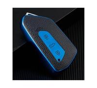 NANGAEBPPW For Seat For Leon Fr Mk4 For Cupra For Formentor 2023 TPU Leather Car Key Case Cover Shell Fob(Blue)