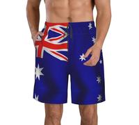 nanger Australian Flag Men'S Swim Trunks Quick Dry Shorts Bathing Suit with Pockets, for Beach, Summer, Sports, White, S