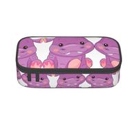 nanger Cartoon Purple Hippo Print Pencil Case Bag Big Capacity Pen Pouch, Aesthetic Stationery Organizer With Zipper