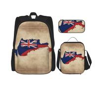 nanger Cayman Islands Flag Map Print 3-Piece Set Backpack, Lunch Bag And Pencil Case, For Travel, College, And Daily Use