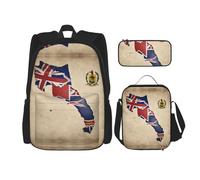 nanger Cayman Islands Flag Map Print 3-Piece Set Backpack, Lunch Bag And Pencil Case, For Travel, College, And Daily Use