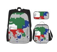 nanger Chechen Republic Flag Map Print 3-Piece Set Backpack, Lunch Bag And Pencil Case, For Travel, College, And Daily Use