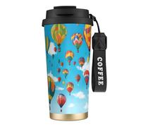 nanger Colorful Balloons Blue Sky 316 Stainless Steel Insulated Coffee Mug Vacuum Cup With Leak Proof Lid, Keep Hot Or Cold