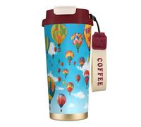 nanger Colorful Balloons Blue Sky 316 Stainless Steel Insulated Coffee Mug Vacuum Cup With Leak Proof Lid, Keep Hot Or Cold