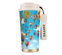 nanger Colorful Balloons Blue Sky 316 Stainless Steel Insulated Coffee Mug Vacuum Cup With Leak Proof Lid, Keep Hot Or Cold