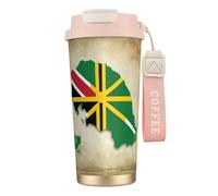 nanger Commonwealth Of Dominica Flag Map 316 Stainless Steel Insulated Coffee Mug Vacuum Cup With Leak Proof Lid, Keep Hot Or Cold