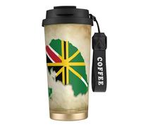 nanger Commonwealth Of Dominica Flag Map 316 Stainless Steel Insulated Coffee Mug Vacuum Cup With Leak Proof Lid, Keep Hot Or Cold