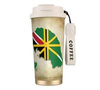 nanger Commonwealth Of Dominica Flag Map 316 Stainless Steel Insulated Coffee Mug Vacuum Cup With Leak Proof Lid, Keep Hot Or Cold