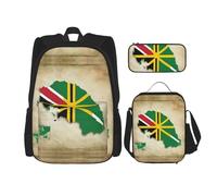 nanger Commonwealth Of Dominica Flag Map Print 3-Piece Set Backpack, Lunch Bag And Pencil Case, For Travel, College, And Daily Use