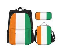 nanger Flag Of Cote D'Ivoire Print 3-Piece Set Backpack, Lunch Bag And Pencil Case, For Travel, College, And Daily Use