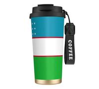 nanger Flag Of The Republic Of Uzbekistan 316 Stainless Steel Insulated Coffee Mug Vacuum Cup With Leak Proof Lid, Keep Hot Or Cold