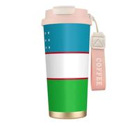 nanger Flag Of The Republic Of Uzbekistan 316 Stainless Steel Insulated Coffee Mug Vacuum Cup With Leak Proof Lid, Keep Hot Or Cold