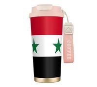 nanger Flag Of The Syrian Arab Republic 316 Stainless Steel Insulated Coffee Mug Vacuum Cup With Leak Proof Lid, Keep Hot Or Cold
