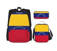 nanger Flag Of Venezuela Print 3-Piece Set Backpack, Lunch Bag And Pencil Case, For Travel, College, And Daily Use