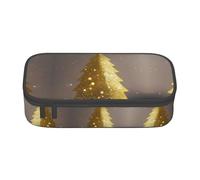 nanger Golden Glitter Christmas Tree Print Pencil Case Bag Big Capacity Pen Pouch, Aesthetic Stationery Organizer With Zipper