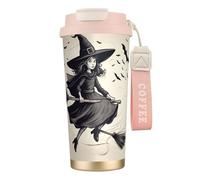 nanger Halloween Witch Flying 316 Stainless Steel Insulated Coffee Mug Vacuum Cup With Leak Proof Lid, Keep Hot Or Cold