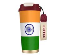 nanger Indian Flag 316 Stainless Steel Insulated Coffee Mug Vacuum Cup With Leak Proof Lid, Keep Hot Or Cold