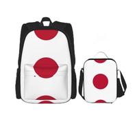 nanger Japanese Flag Print 3-Piece Set Backpack, Lunch Bag And Pencil Case, For Travel, College, And Daily Use