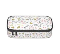 nanger Love Cartoon Fox Print Pencil Case Bag Big Capacity Pen Pouch, Aesthetic Stationery Organizer With Zipper, Black, RXZER23
