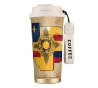 nanger New Mexico Flag Map 316 Stainless Steel Insulated Coffee Mug Vacuum Cup With Leak Proof Lid, Keep Hot Or Cold