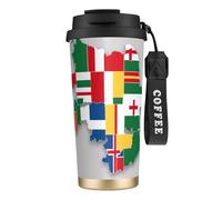 nanger North Rhine-Westphalia Flag Map 316 Stainless Steel Insulated Coffee Mug Vacuum Cup With Leak Proof Lid, Keep Hot Or Cold