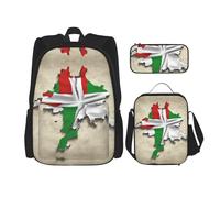 nanger North Rhine-Westphalia Flag Map Print 3-Piece Set Backpack, Lunch Bag And Pencil Case, For Travel, College, And Daily Use