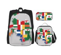 nanger North Rhine-Westphalia Flag Map Print 3-Piece Set Backpack, Lunch Bag And Pencil Case, For Travel, College, And Daily Use