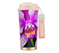 nanger Orchid Flower 316 Stainless Steel Insulated Coffee Mug Vacuum Cup With Leak Proof Lid, Keep Hot Or Cold