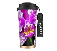nanger Orchid Flower 316 Stainless Steel Insulated Coffee Mug Vacuum Cup With Leak Proof Lid, Keep Hot Or Cold