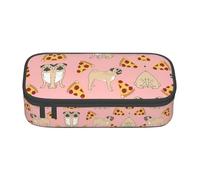 nanger Pug Pizza Pink Print Pencil Case Bag Big Capacity Pen Pouch, Aesthetic Stationery Organizer With Zipper