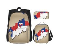 nanger Slovenia Flag Map With Shield Print 3-Piece Set Backpack, Lunch Bag And Pencil Case, For Travel, College, And Daily Use