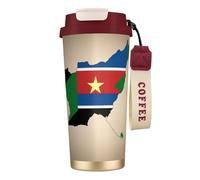 nanger South Sudan Flag Map With Yellow Star 316 Stainless Steel Insulated Coffee Mug Vacuum Cup With Leak Proof Lid, Keep Hot Or Cold