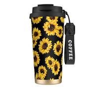 nanger Spring Sunflowers Retro Flowers 316 Stainless Steel Insulated Coffee Mug Vacuum Cup With Leak Proof Lid, Keep Hot Or Cold