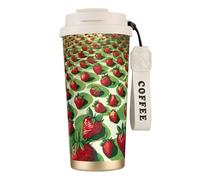 nanger Strawberry Fields 316 Stainless Steel Insulated Coffee Mug Vacuum Cup With Leak Proof Lid, Keep Hot Or Cold